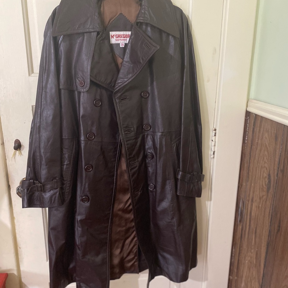 Gregory Black Leather Trench Coat for Women
